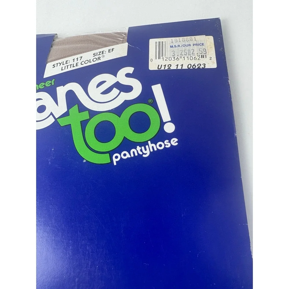 Hanes Too Pantyhose Sandalfoot‎ Sheer Size EF Little Colors New Old Stock Vtg